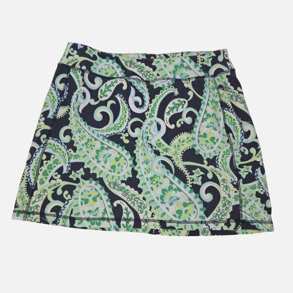 Talbots Womens LP Paisley Skort Navy Green White Stretchy Lined Activewear 4199 - Picture 1 of 9